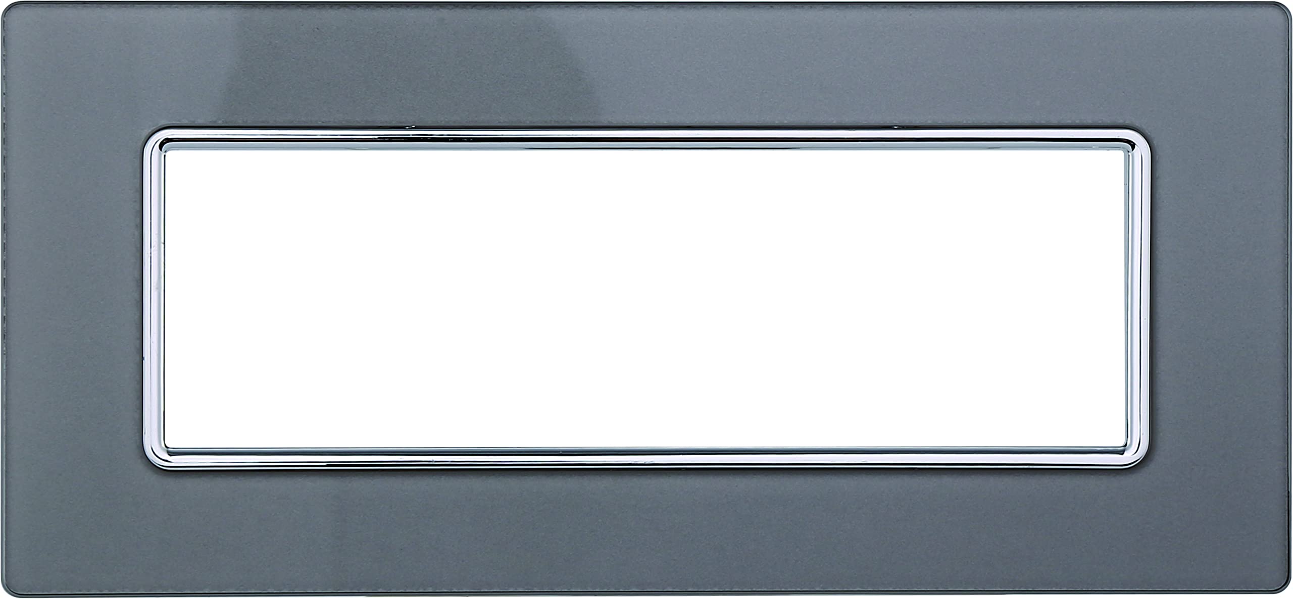 Plaque en verre 6 modules argent pour support Bticino Matix