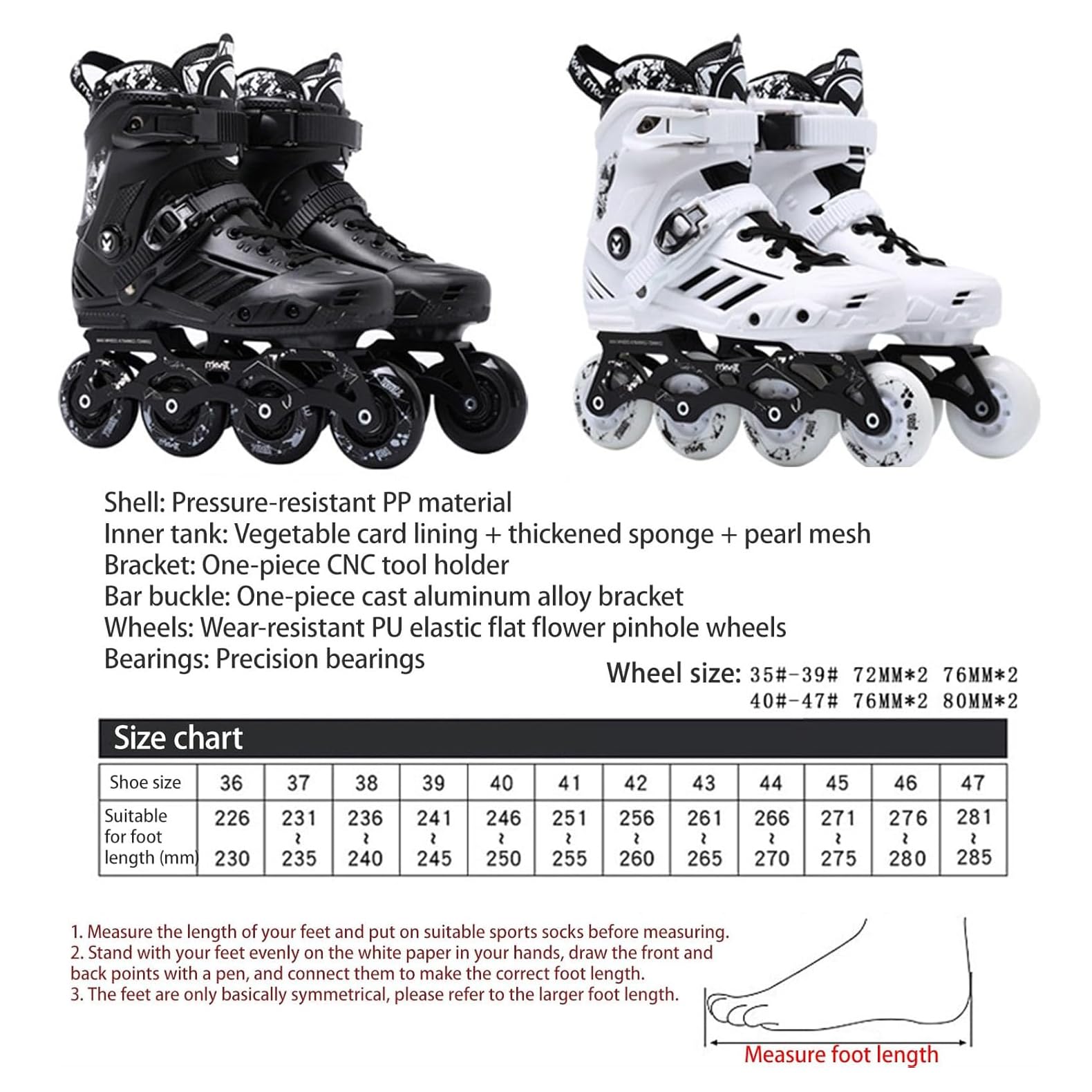 Patines En Línea para Adultos, 4 Rueda Patinaje para Mujeres Y Hombres, Profesionales De Patinaje De Velocidad En Línea para Principiantes(42,Black)