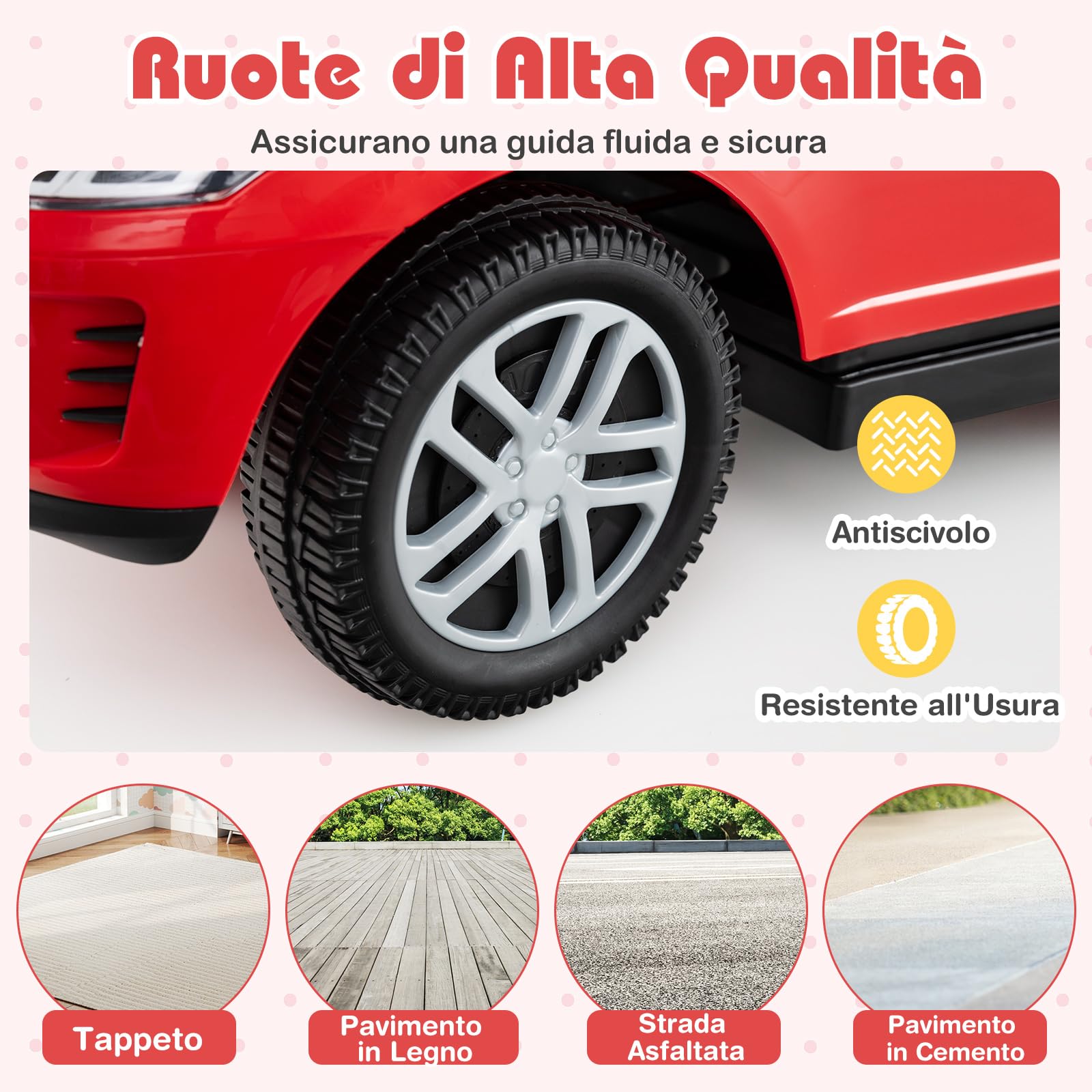 COSTWAY 3 in 1 Auto a Spinta, Macchinina a Pedale con Manico Removibile e Paracolpi, Clacson e Suodo di Avvio, Macchina Cavalcabile per Bambini 18-36 Mesi (Rosso)