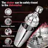 Ensemble shaker à martini de 708,7 g avec mélangeur à margarita, doseur et cuillère à mélanger – Outils de bar professionnels en acier inoxydable 18/8 pour boissons mélangées - 3