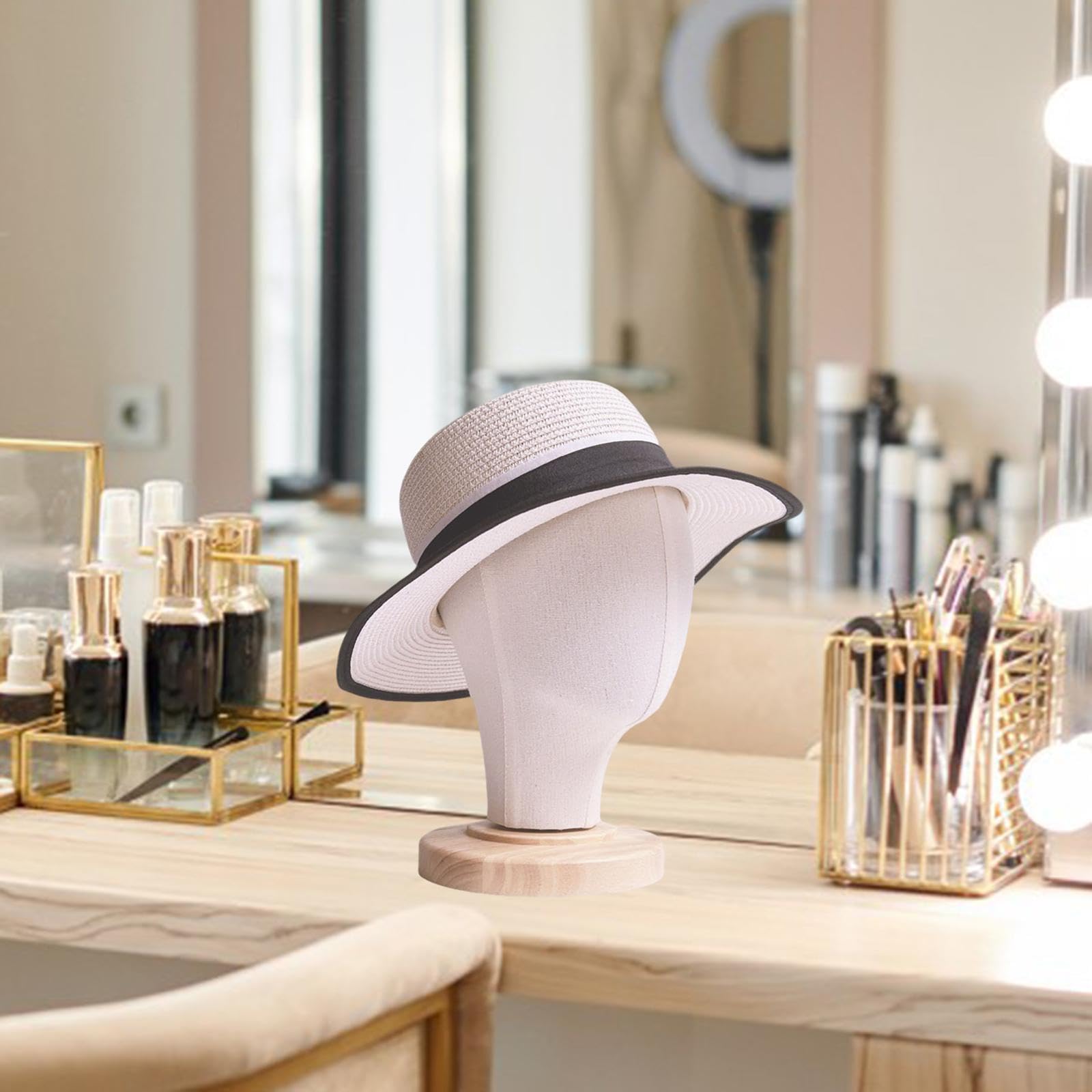 perfk Tête de Mannequin, perruque, postiche polyvalente, 54cm, porte-chapeau, modèle de dôme, tête pour couvre-chef, casquette de, Broches non insérables
