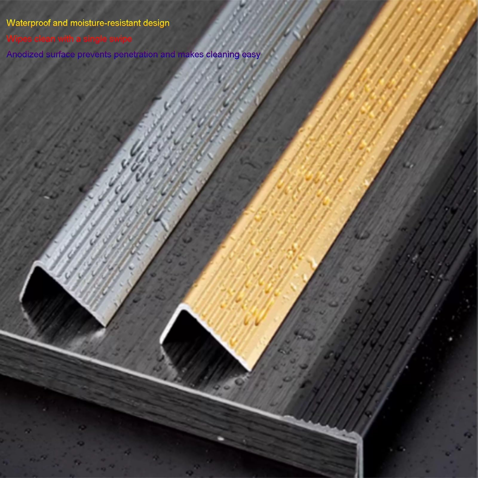 Aluminiowe Listwy Schodowe, 90 Cm × 3 Szt. – Osłony Krawędzi Schodów, Listwy Wykończeniowe, Do Zastosowań Wewnętrznych I Zewnętrznych, Wodoodporne(Gold,40x20mm)