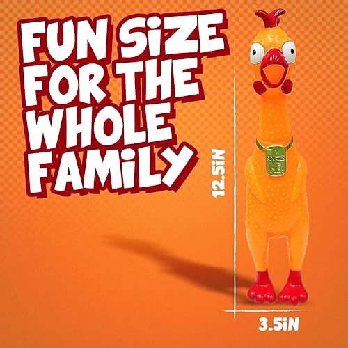 Miniatura 4 de Animolds Squeeze Me - Juguete de pollo de goma  Pollo chirriante gritando para niños y perros  Regalo novedoso de broma (paquete de 2 que brillan en