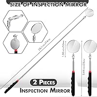 Vista 2 de 2 piezas de espejos de inspección telescópicos, herramienta de espejo de mecánicos con mango largo, espejo extendible redondo en un palo