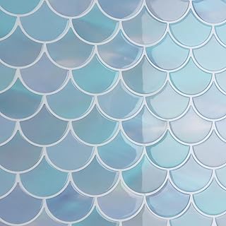 CRE8TIVE 16 Sheets Blue Fish Scale Tiles Peel and Stick Backsplash Tile ...