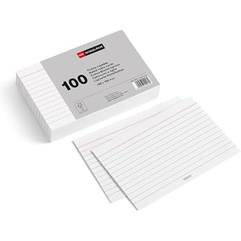 Miquelrius - White Ruled Index Cards - Pack of 100 - 150mm x 100mm