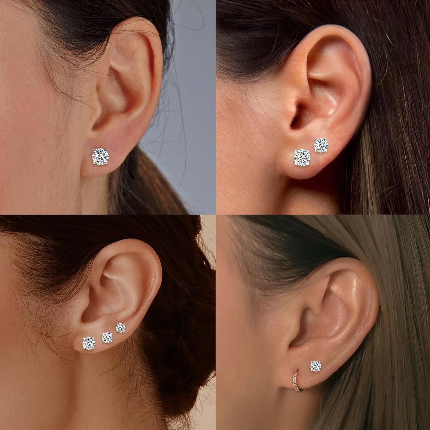 Moissanite Stud Earrings for Women Men, 18K White Gold Plated Solid GRA 925 Sterling Silver Earring Hypoallergenic Dainty Flat Back Stud Diamond Earrings, 0.6-4CT D Color VVS1 Clarity, Wedding Jewelry - Image 7