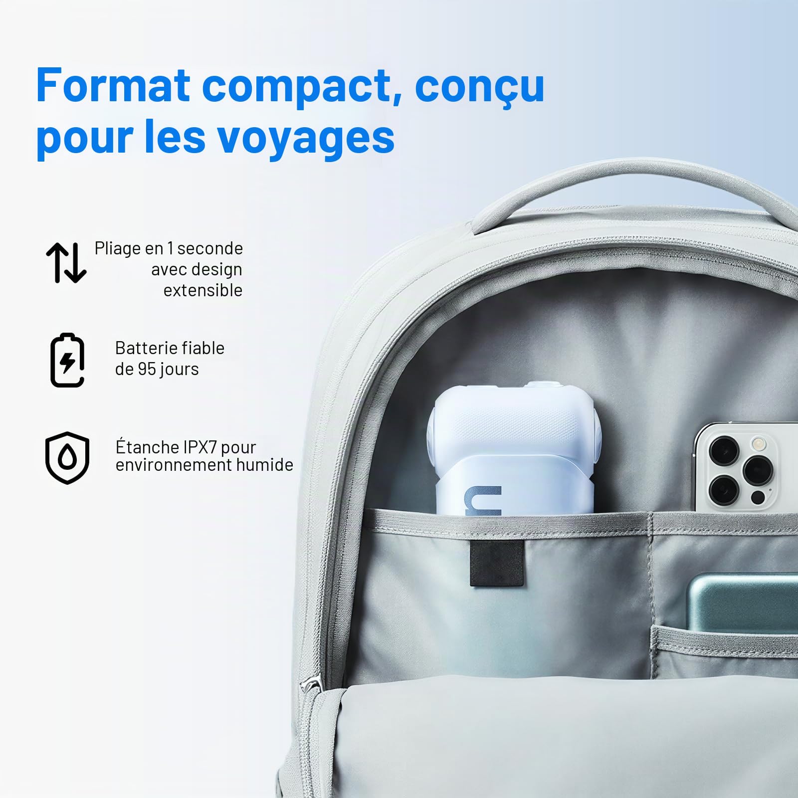 usmile C10 Jet Dentaire Hydropulseur portable – 95 jours d'autonomie | 4 modes, réservoir 180 ml, étanche IPX7, idéal pour voyages, appareils dentaires, implants et gencives