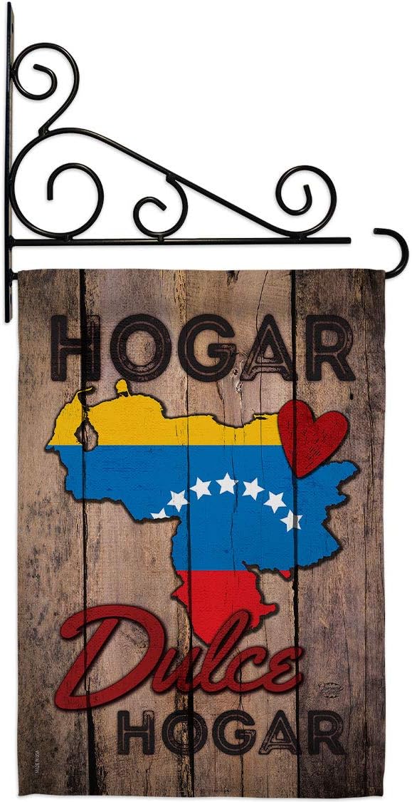Country Venezuela Hogar Dulce Garden Flag Set Wall Holder Regional Nationality Nation International World Particular Area Small Decorative Gift Yard House Banner Double-Sided Made In USA 13 X 18.5