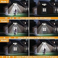 Vista 4 de Solar Motion Sensor Outdoor Lights Waterproof - 3000LM 3 Modes Security Lights Outdoor 270° Illumination IP65 LED Solar Flood Wall Light for Garden