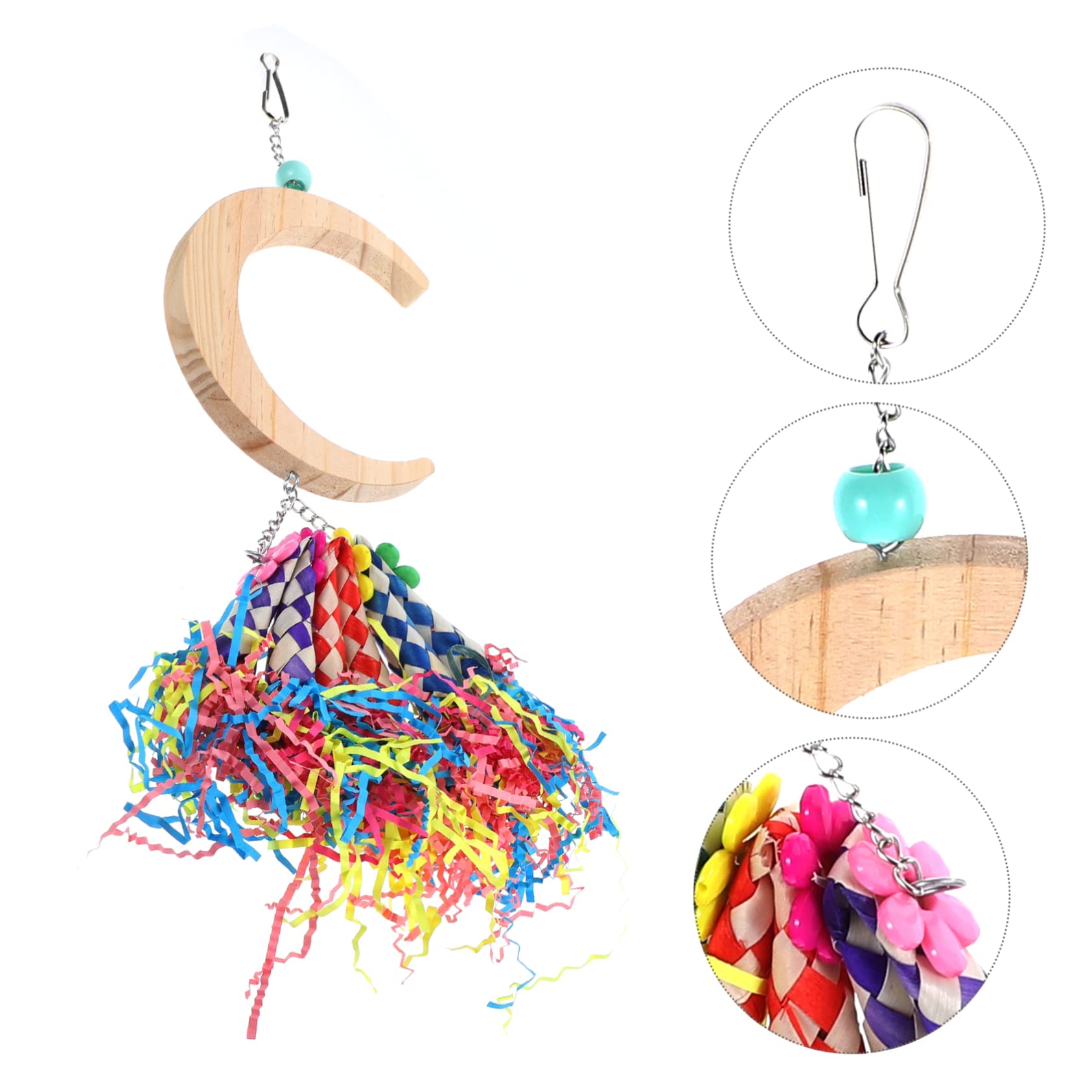 minkissy 4stücke Papageien Schaukelspielzeug Aus Holz Mondform Hängendes Vogelkäfig-zubehör Für Sittiche Wellensittiche Und Papageien Fördert Spielvergnügen Und Beißkraft Sicheres