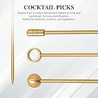 Vista 5 de I-MART Juego de púas de cóctel de acero inoxidable (paquete de 15 unidades, dorado)