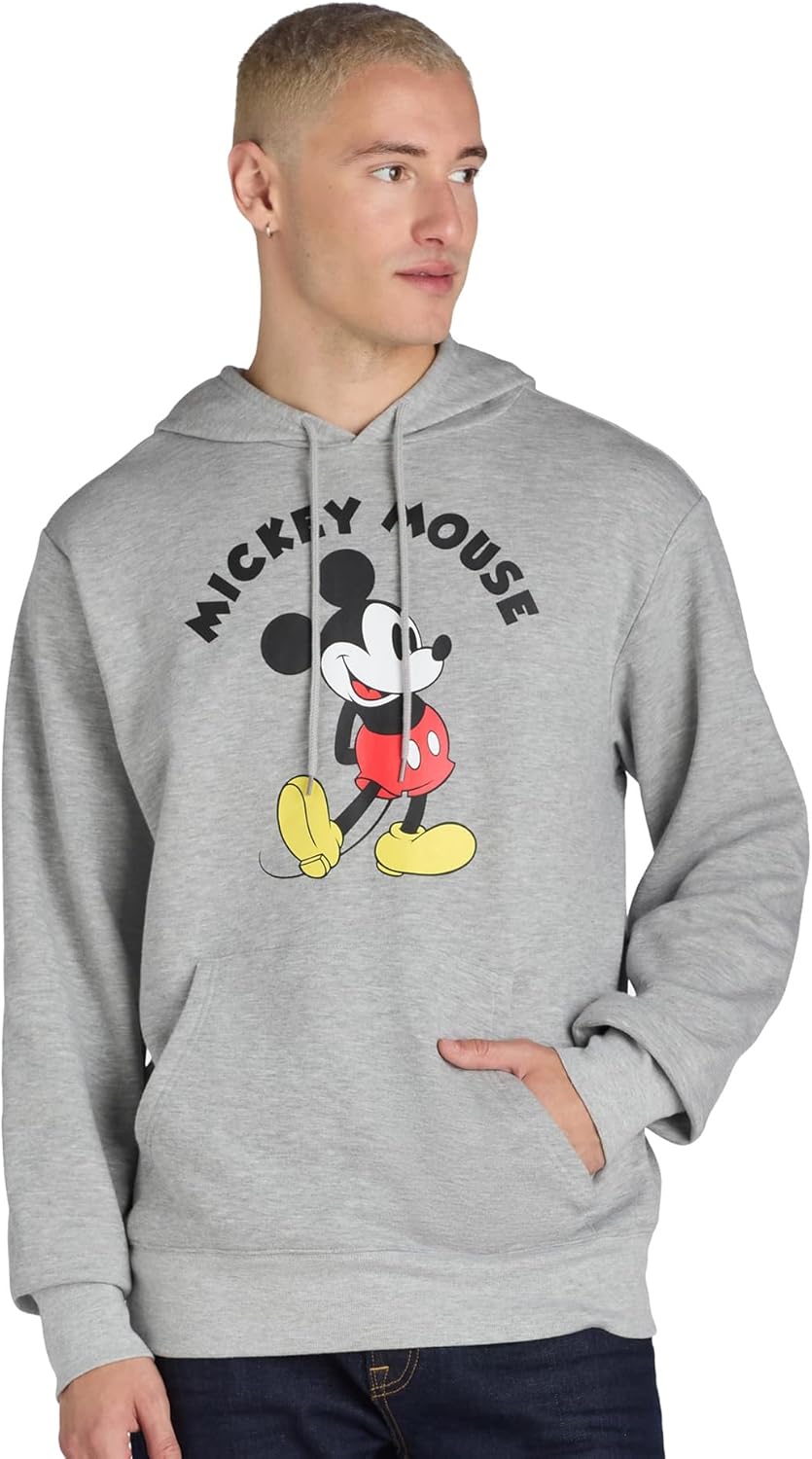 Disney Mickey Mouse Hoodie Mens Hands Behind Back Pose Graphic Print Pullover