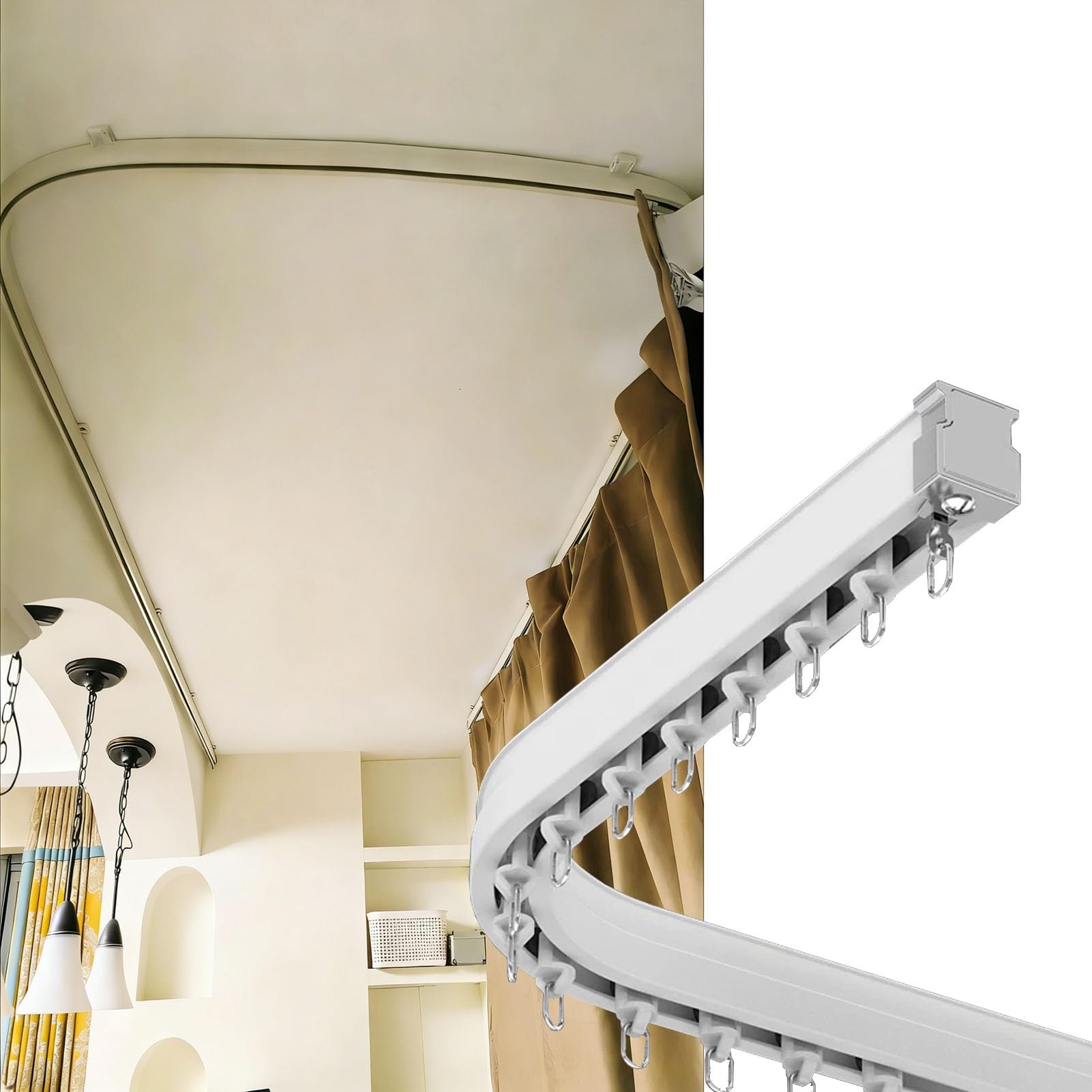 Système de plafond incurvé 3,7 m rail flexible tringle blanc