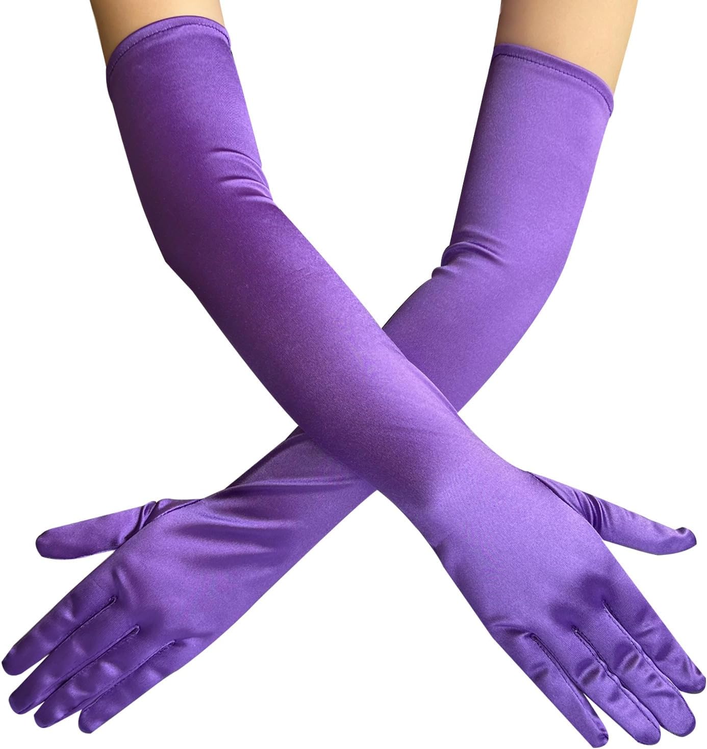 Women's Elbow Length 20s Opera Gloves Stretchy Satin Long Party Costumes Gloves Classic Wedding Bridal Evening Gloves