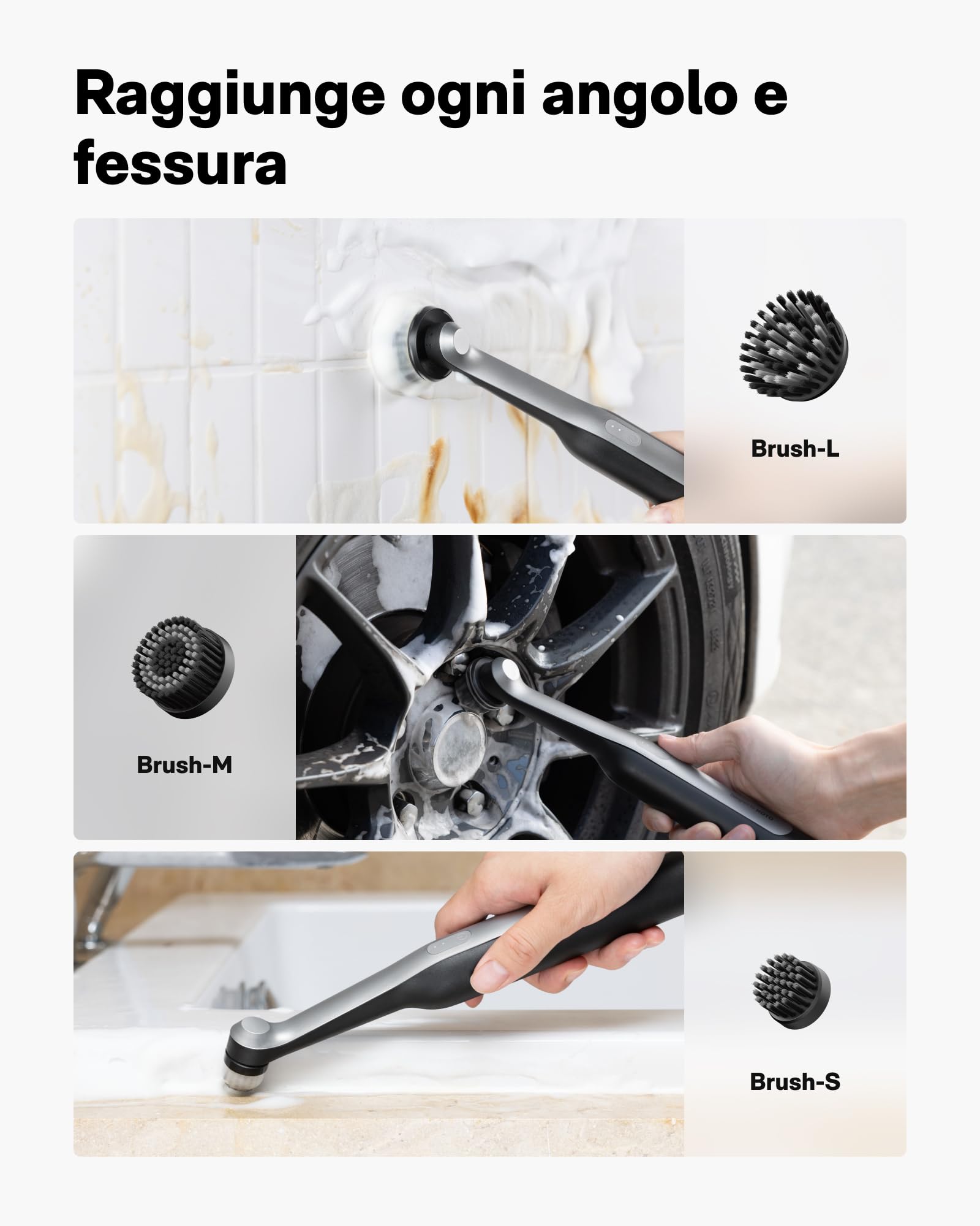 HOTO Wand™ Spazzola Elettrica per Pulizia di Fughe e Grip™ Spazzola Rotante Pulizia per Cucina, Piatti, Bango