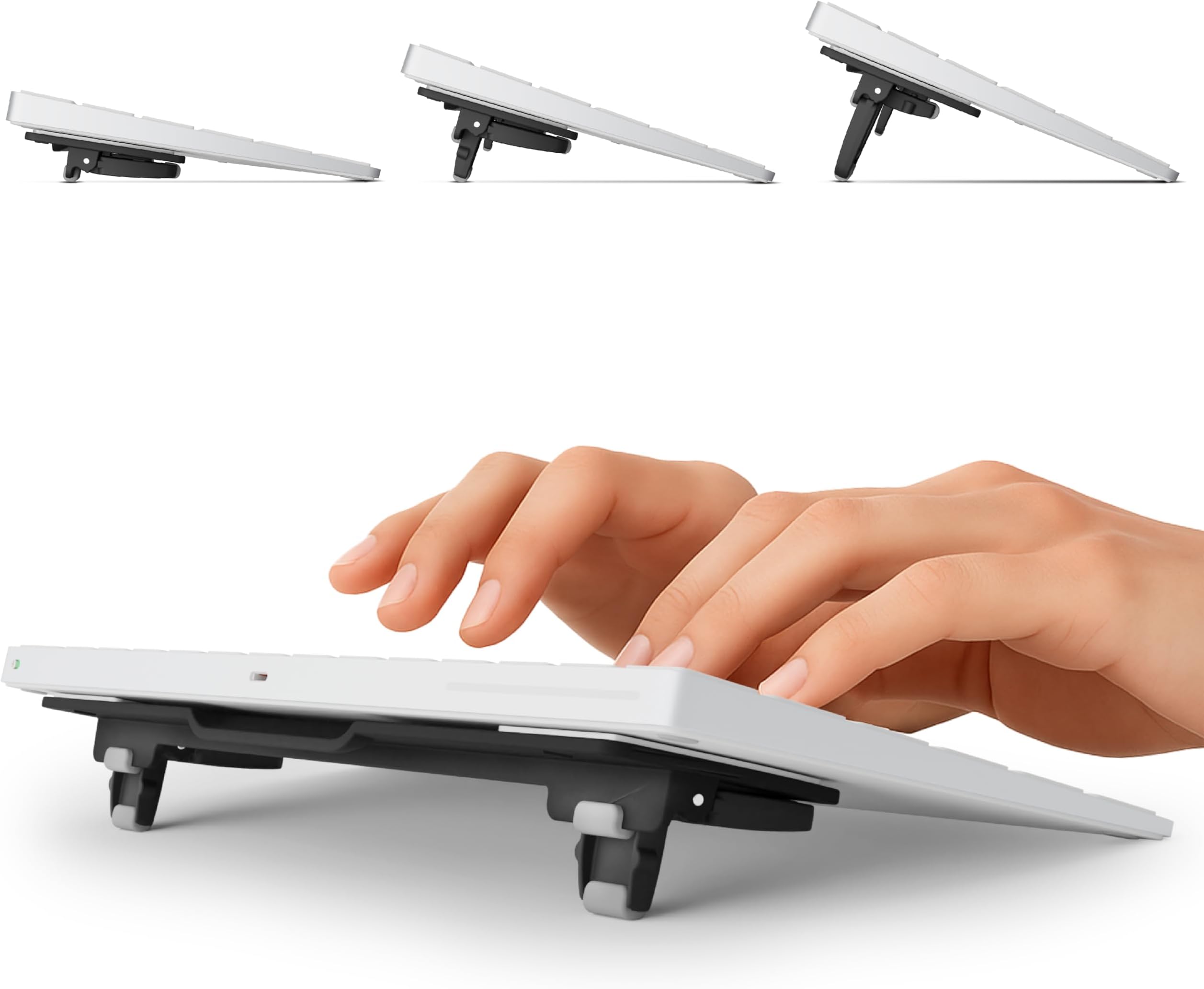 GPG2 ESC Flip Keyboard Stand for Desk, Compact Tilting Riser with 3 Adjustable Angles for Ergonomic Typing, Compatible with Magic Keyboard & Flat-Back Models