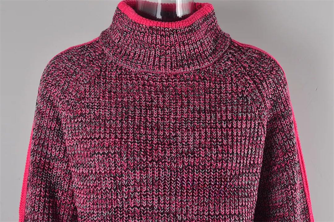 Maglione da donna a collo alto, lavorato a maglia, stile casual, a maniche lunghe