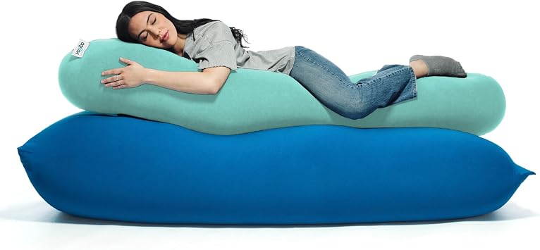Yogibo Roll Long Full Body Pillow for Women and Men, Adults, for Back, Lumbar, Body Support, Side Sleeper, Maternity, Nursing, Pregnancy for Sleeping, Micro-Bead Filling, Mint