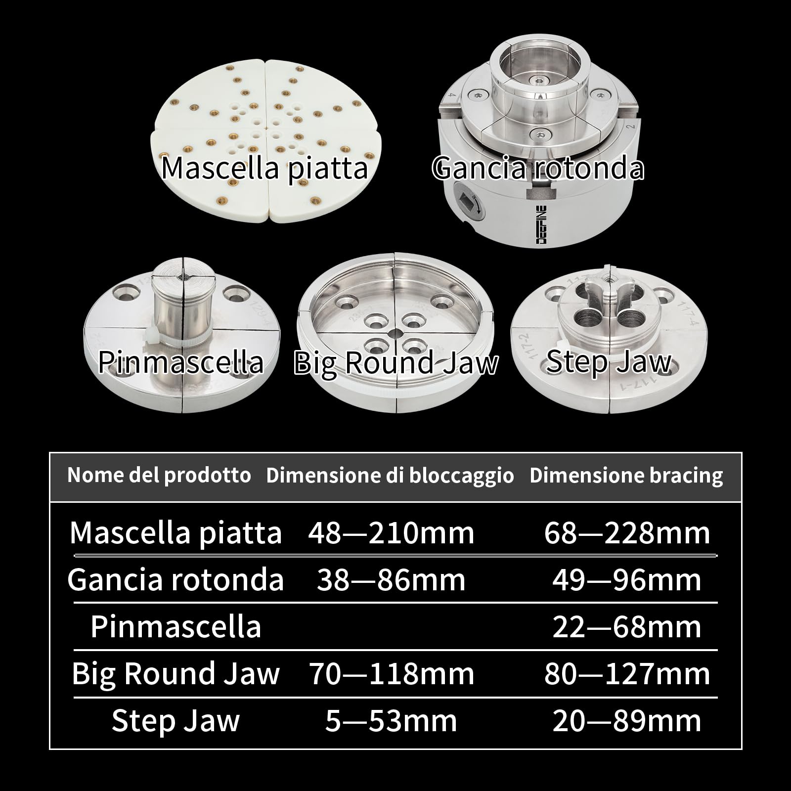 Mandrino per Tornio Professionale in Metallo Dimensioni 100mm Mandrino per Tornio a 4 Ganasce M33X3.5 per Legno
