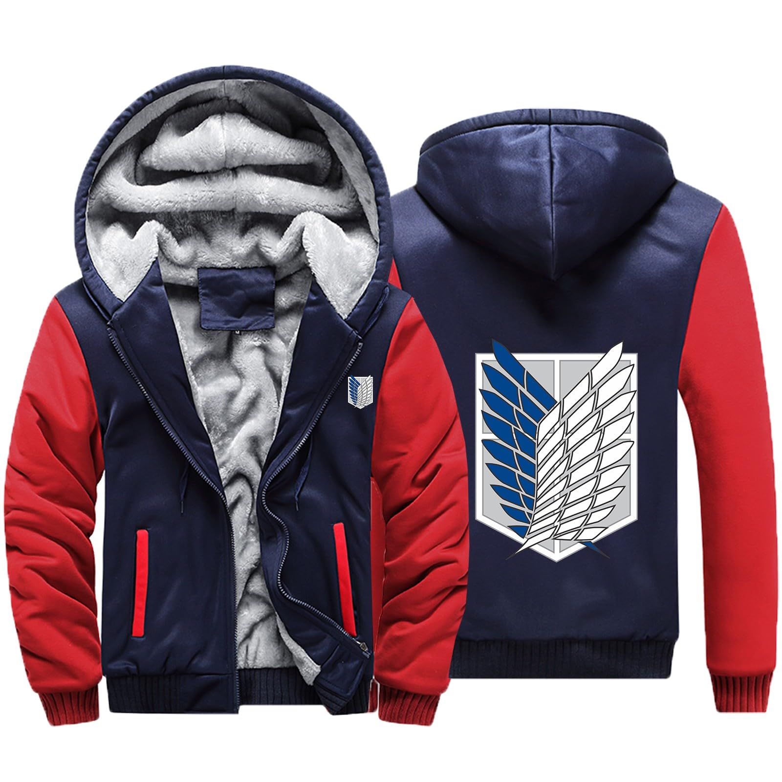 Byxlms Men's Red Blue Hoodies Pullover For Attack Titan Zip Up Sweatshirts Fleece Jackets Wool Coats Autumn Winter Outerwear Tops For -||5Xl