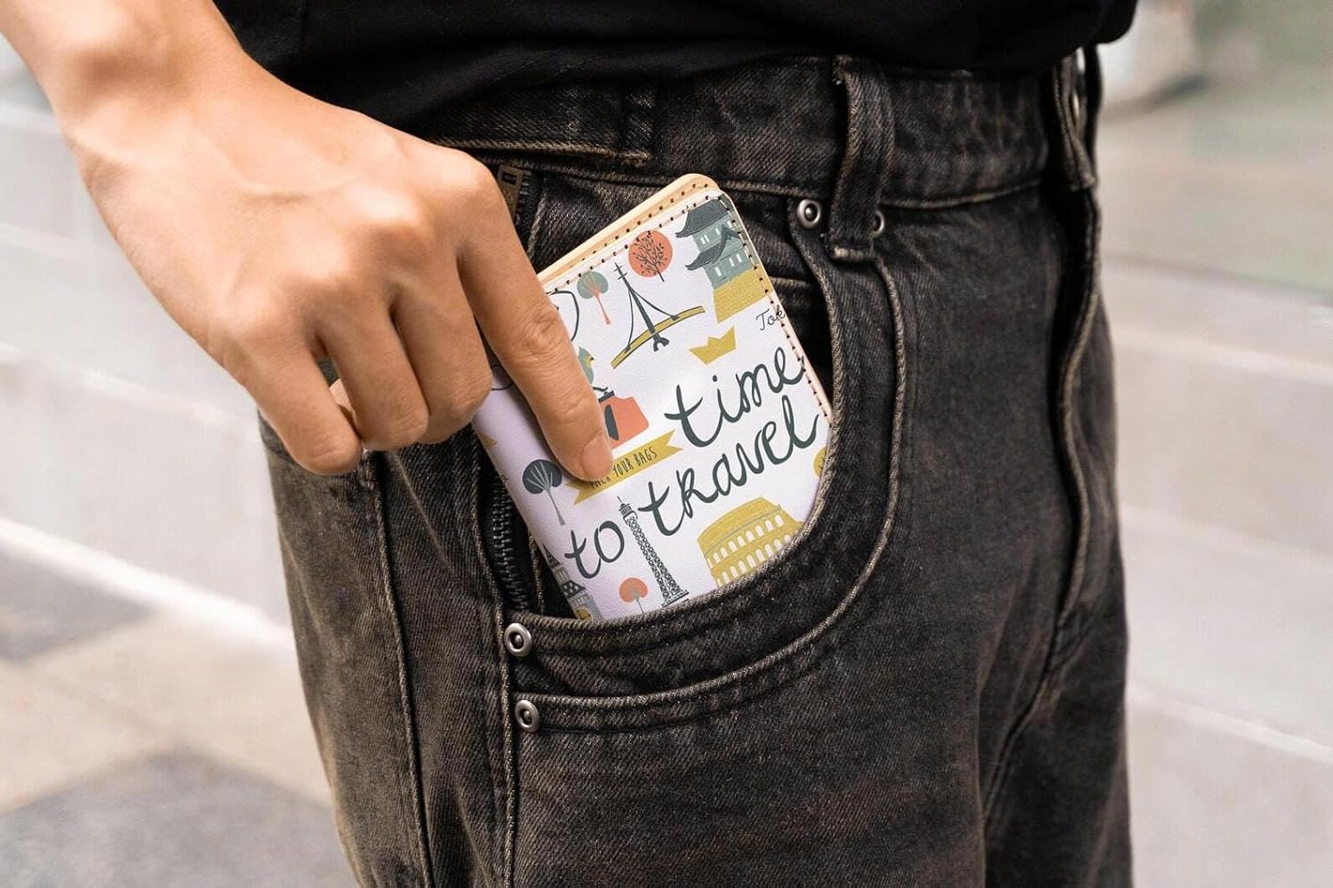 Time To Travel (Both Sides Printed) - White - Wanderlust Collection - Leather Vintage Map - Passport Holder - Travel Accessories
