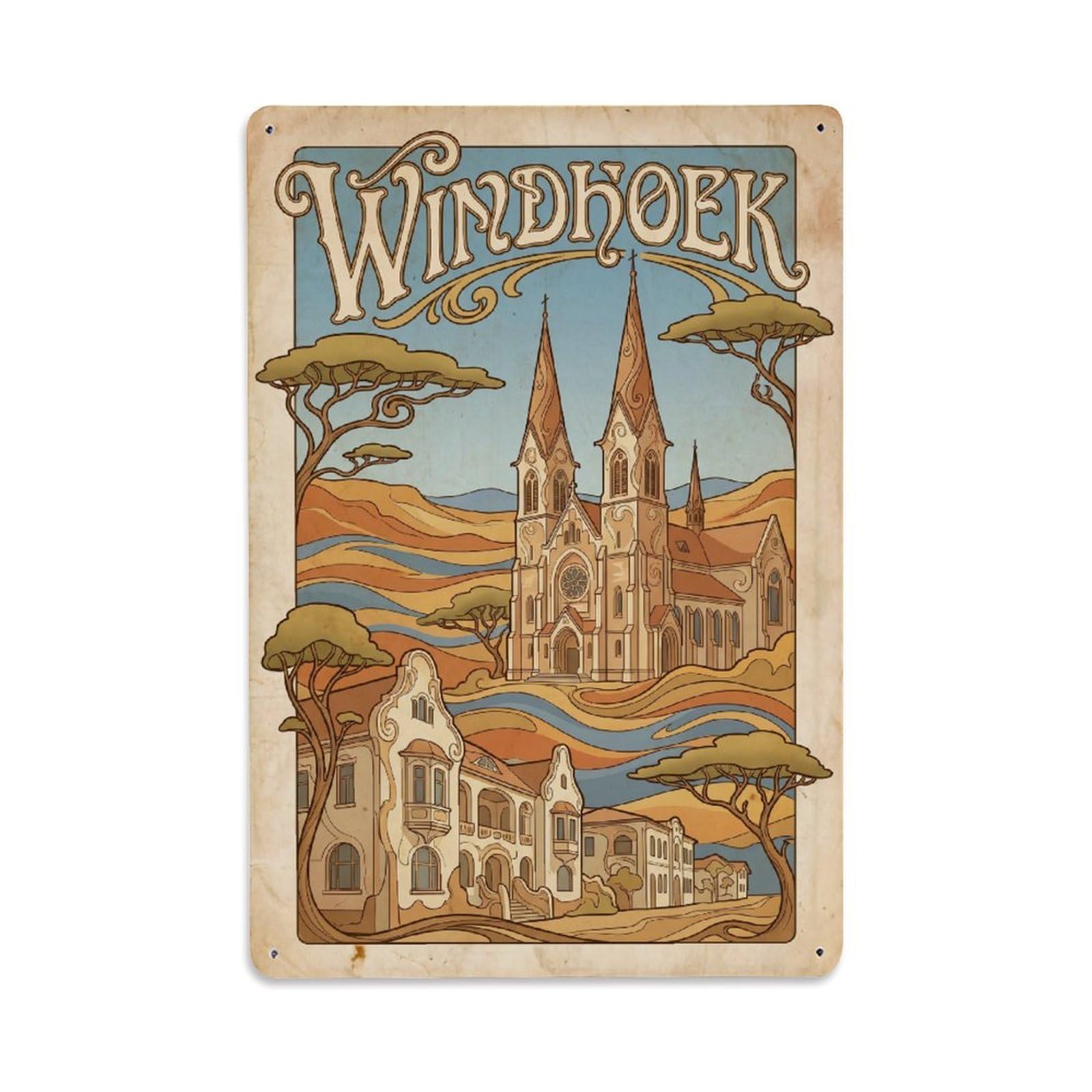 Metal Tin Sign Vintage Travel Namibia Windhoek