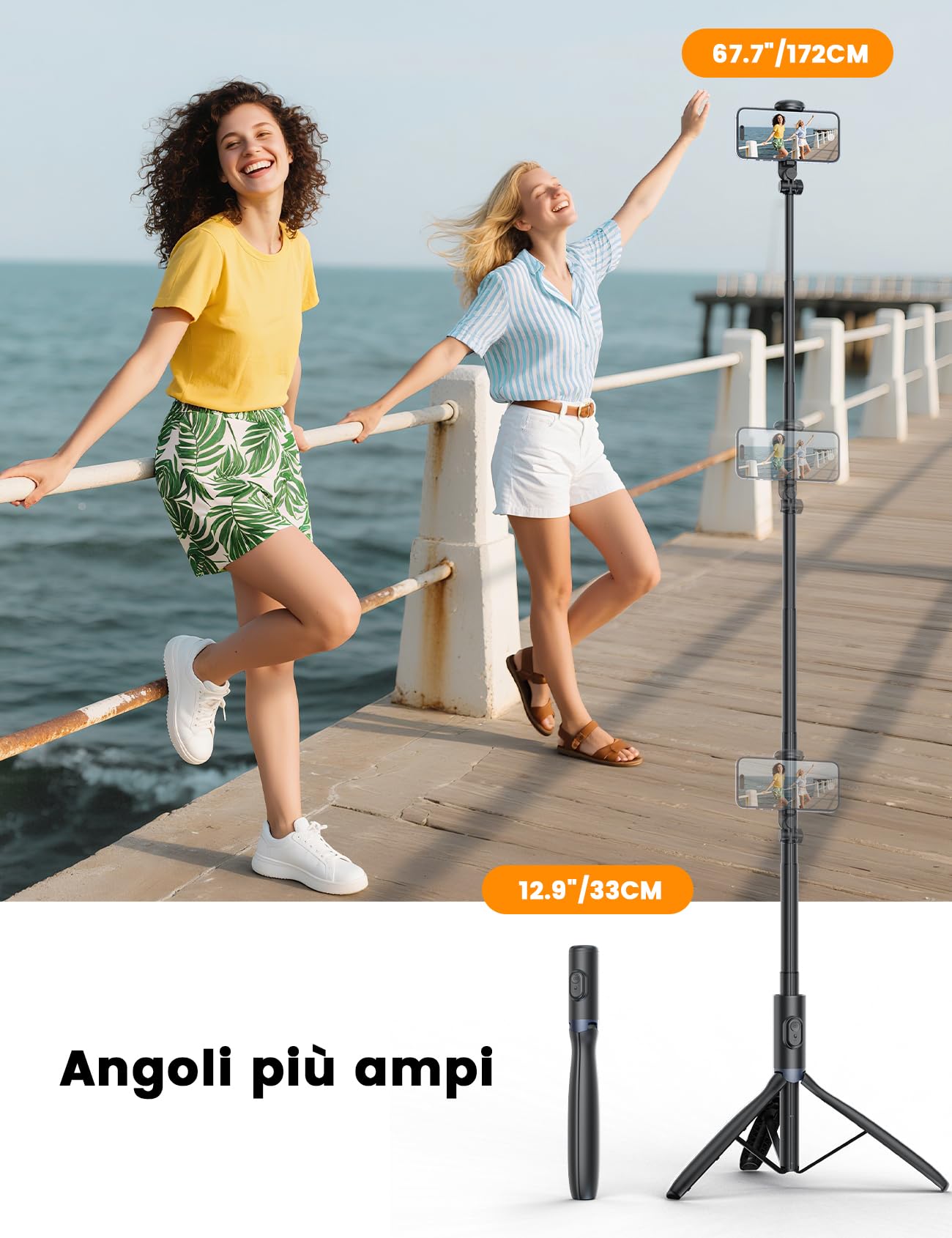 ANXRE Treppiede Smartphone Con Luce, NT99 172cm Bastone Selfie Kit Per Foto E Video Per Cellulari, Supporto Cellulare Cavalletto Telefono Con Control Remoto Compatibile Con Phone/Gopro/Telecamera