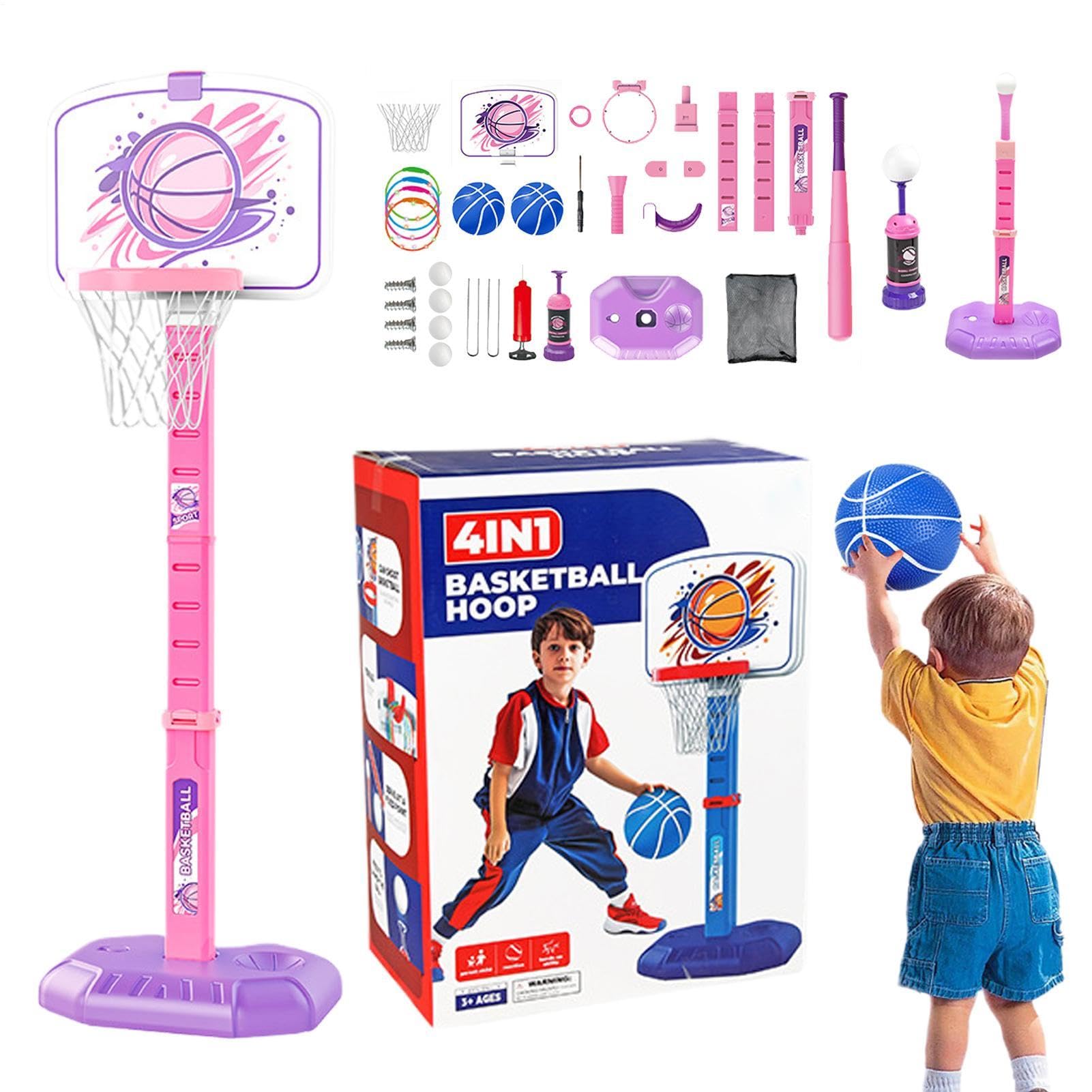 Aro de baloncesto para niños, aro de baloncesto para niños | 4 en 1 t Ballet y juego de anillos - Juego de pelota deportiva en interiores al aire libre 1-8 años, niñas, niños