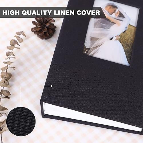 Miniatura 4 de Álbum de fotos de 4 x 6 pulgadas, 300 fotos, cubierta personalizada, libro de fotos para boda, bebé, aniversario familiar, libro de fotos, negro,