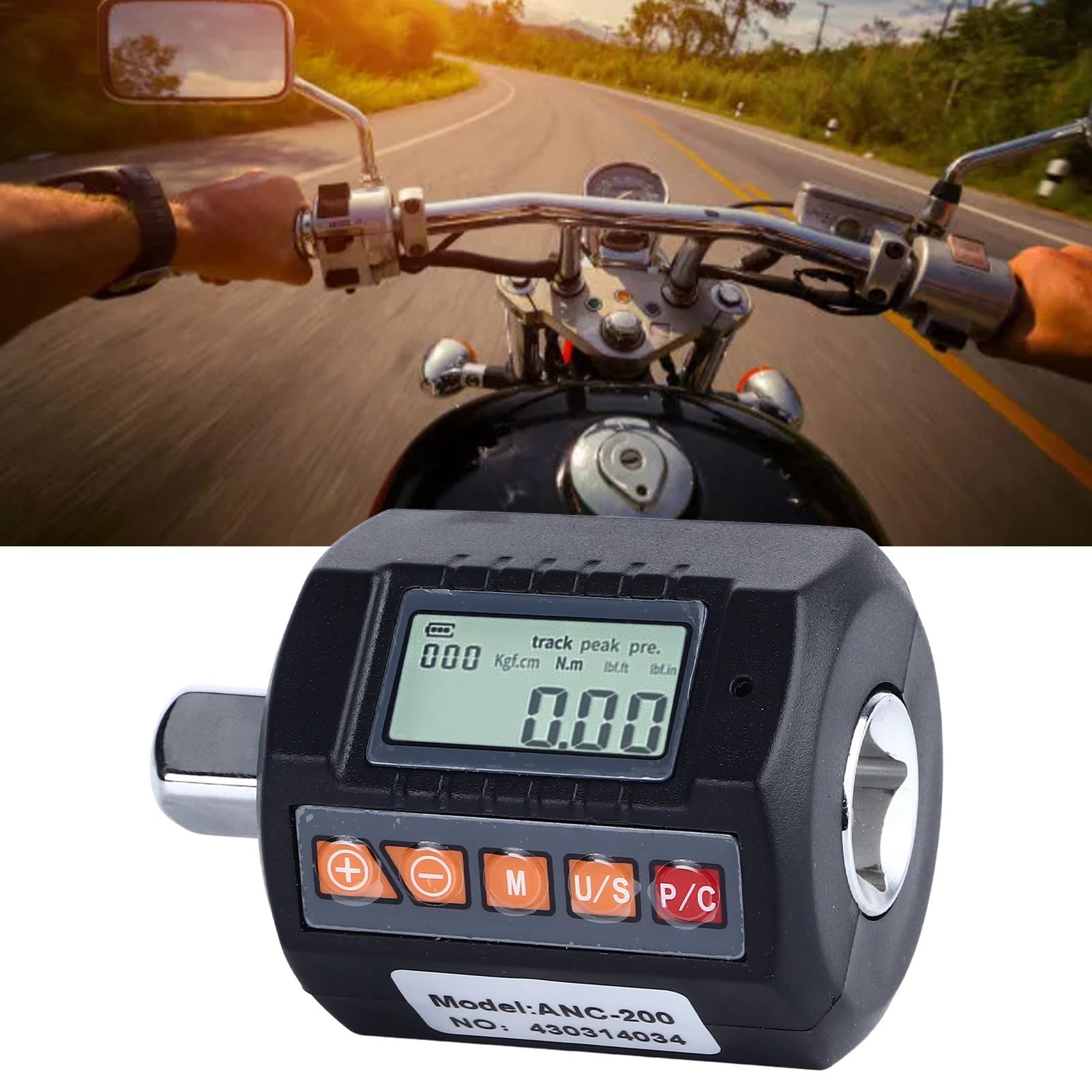 Cyfrowy miernik skrętny, cyfrowy wyświetlacz, adapter klucza skrętnego, z alarmem dźwiękowym, dokładny przenośny tester klucza dynamometrycznego, do naprawy samochodu domowego, 200 Nm, stal