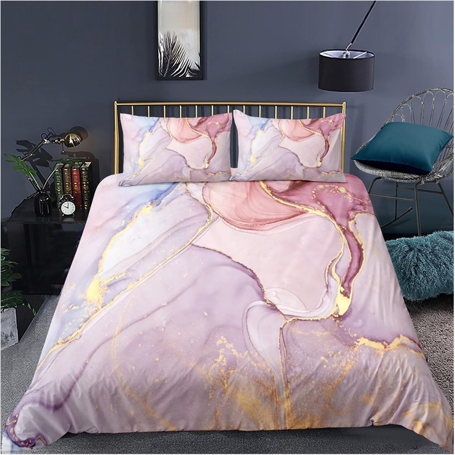 Tie Dye Bed Set Colorful Marble Teen Girl Bedding