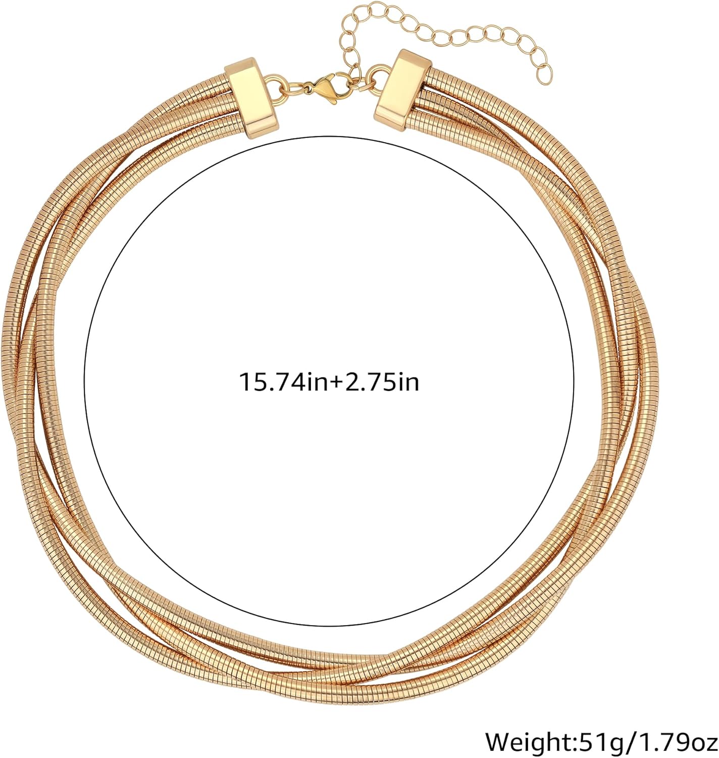 Chunky Gold Necklace Wrap Gold Choker Necklace for Women Gold Statement Necklace Lightweight Non-Tarnish Silver/Gold Collar Necklace Valentines Day Gifts for Her - Image 6