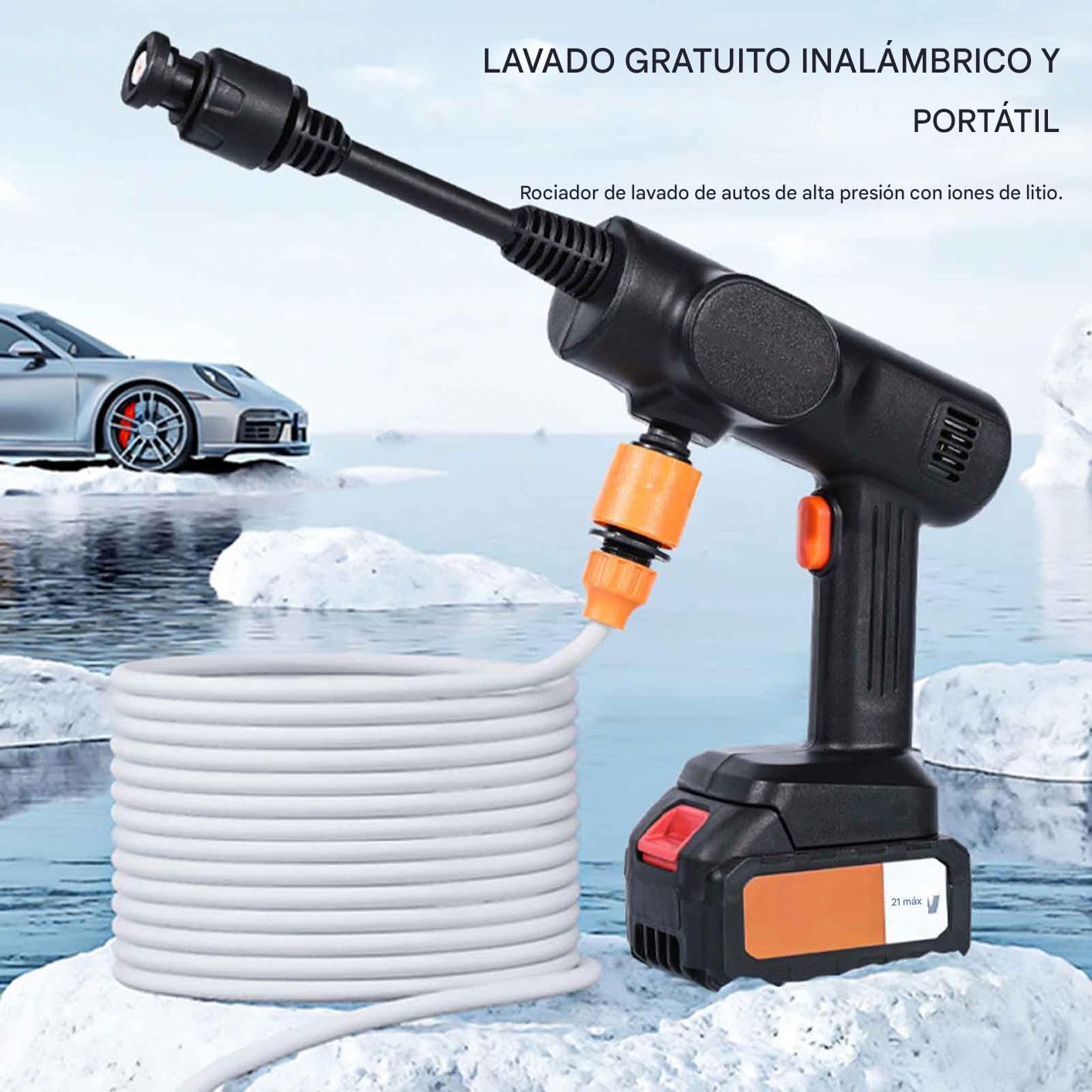Hidrolimpiadora Portátil Limpiador de Accesorio Ajustable Portátil 2 Modos | Pulverizador De Alta Presión Máquina Para Lavar Coches, Entradas, Patios, Exteriores, Caravanas