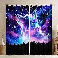 Vista 34 de Cortinas de ventana con diseño de gatos y mascotas, cortinas Kawaii para ventana de espacio exterior, para dormitorio, sala de estar, para niños