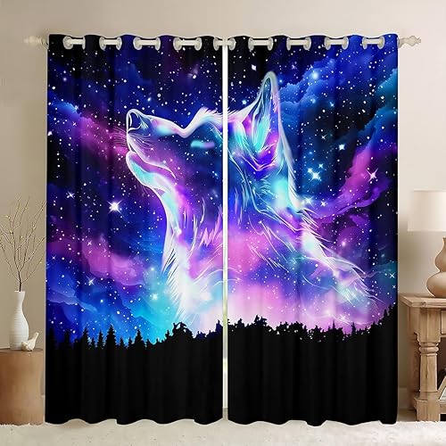 Miniatura 34 de Cortinas de ventana con diseño de gatos y mascotas, cortinas Kawaii para ventana de espacio exterior, para dormitorio, sala de estar, para niños