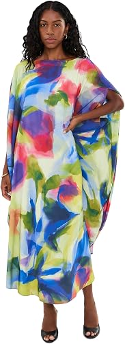 Natori Womens Kumo - Printed Stretch Satin Circle Caftan Multi Small - Medium