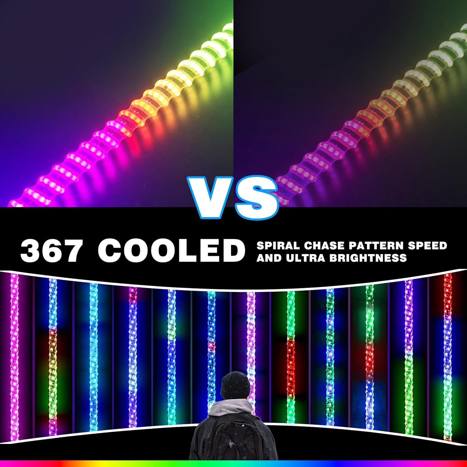 2PCS 3FT Whip Lights with Upgraded Spring Base, Spiral RGB Chasing Led Whip Lights for Side by Side, APP & Remote Control Music Led Whips with Rocker Switch for UTV ATV RZR SXS Can-Am