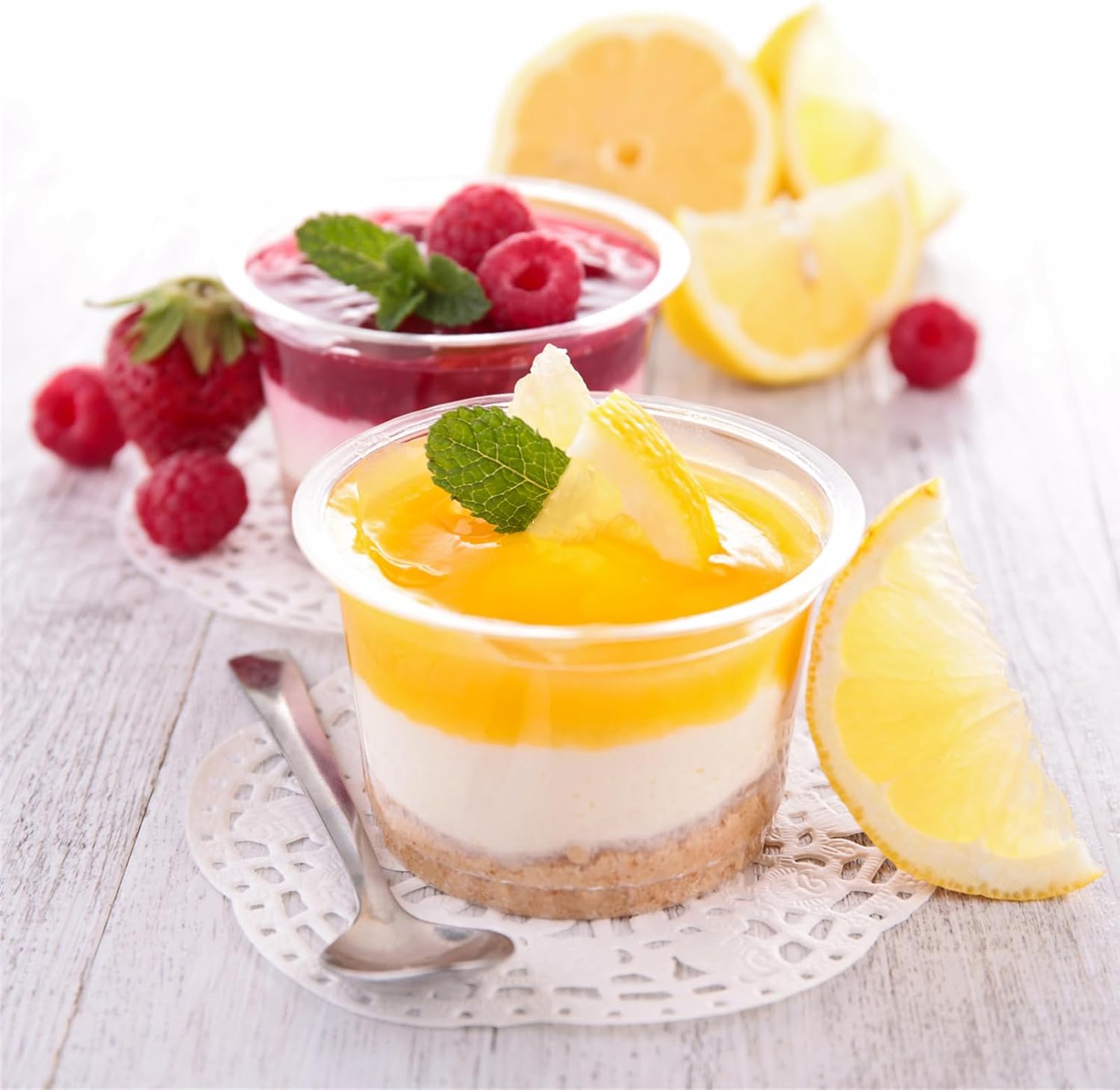 Plastic Dert Cups with Dome Lids, Clear Disposable Yogurt