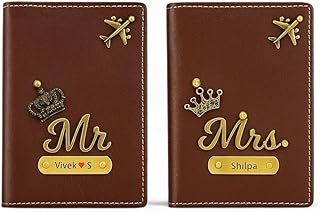 Thebaegift Personalized Couple Passport Cover |Unisex-Adult Personalised Name, Charm & Color Leather Gift Set| for Couple... Price In India