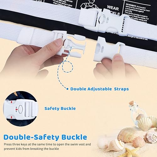 Miniatura 4 de YIHATA Chaleco de natación para niños pequeños, chaleco de natación para niños con arnés de hombro con alas de brazo para niños de 2 a 6 años,