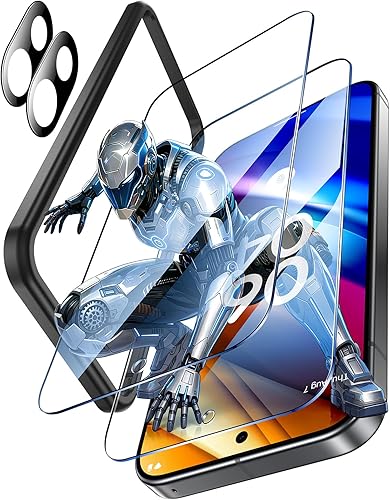 Miniatura 11 de LK Paquete de 2 protectores de pantalla para Google Pixel 9a con 2 protectores de lente de cámara, grado militar, inastillables, HD ultrafino,