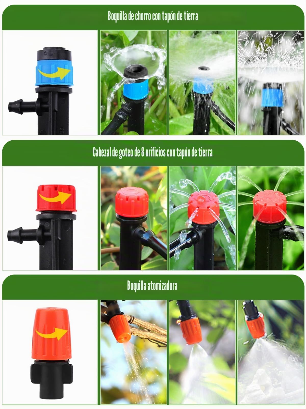 Kalolary Juego de riego por goteo para jardín de 182 pies, sistema de riego por goteo automático con temporizador, tubo de 1/2 pulgada y 1/4 pulgadas, sistema de riego, kits de manguera de goteo para