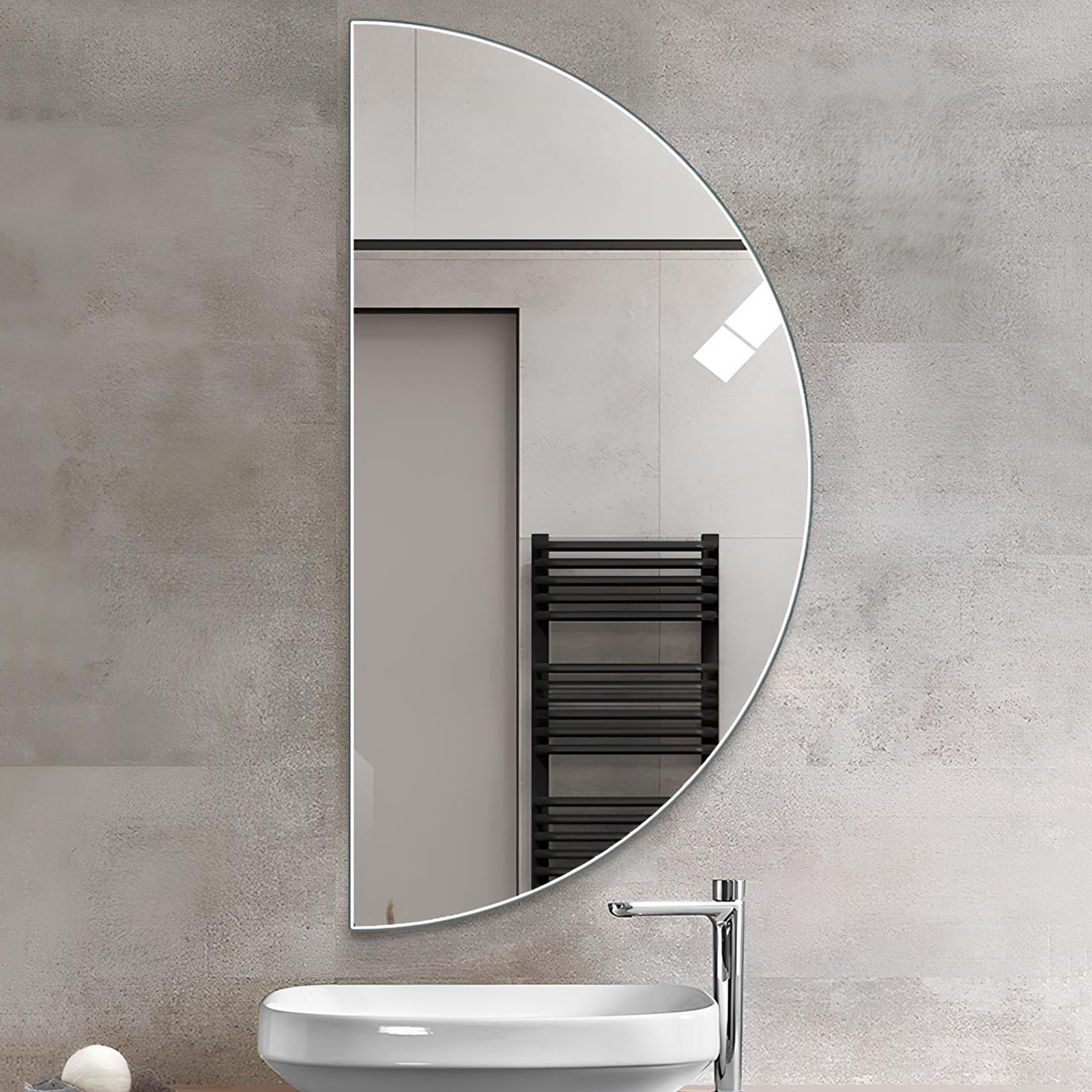 Specchio da Trucco Semicircolare da 40 * 80 Cm per Camera da Letto Ingresso Soggiorno Specchio da Bagno Antideflagrante Senza Cornice Impermeabile da Appendere(40 * 80cm/15.75 * 31.5in)