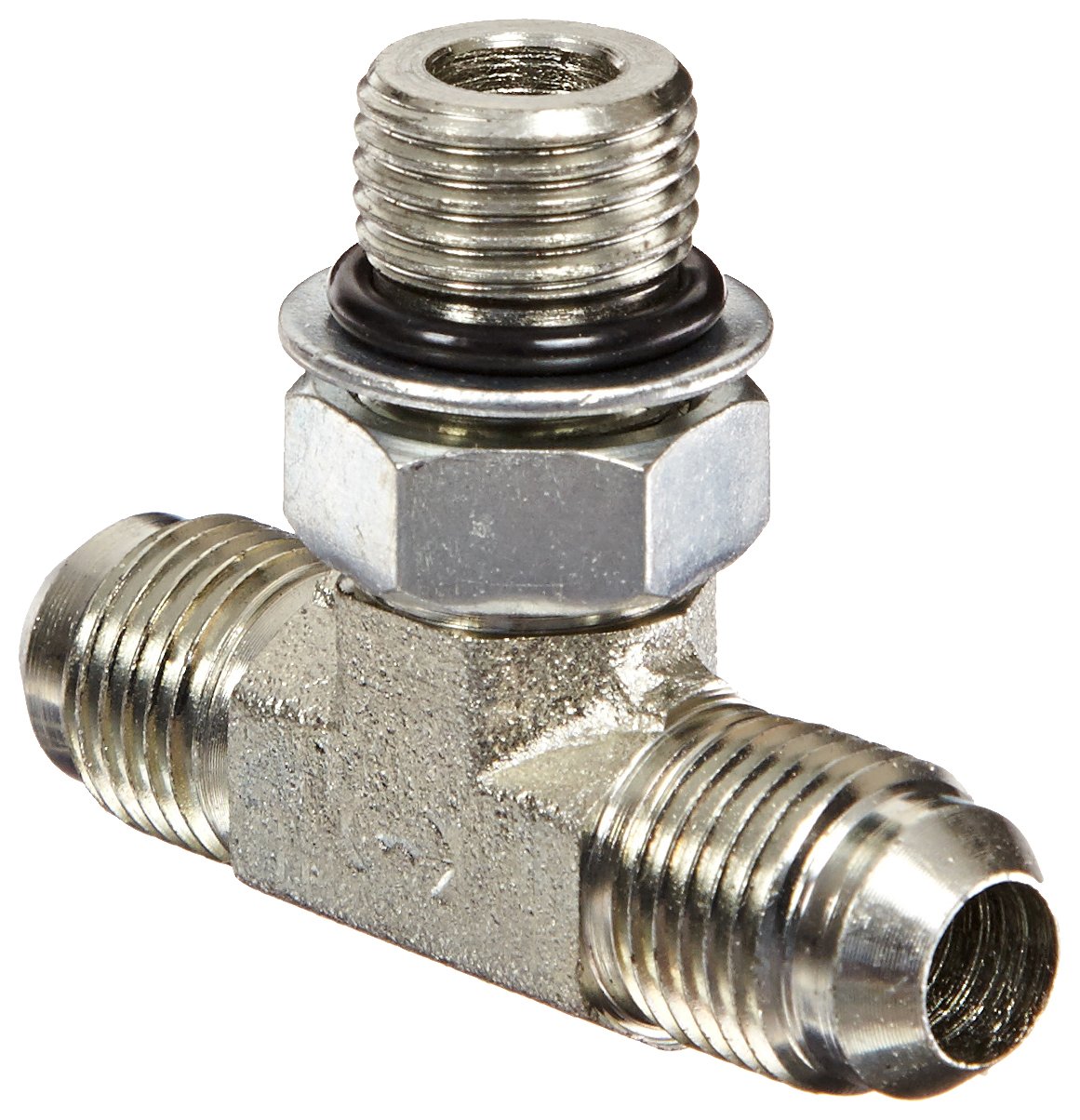 Eaton Aeroquip 203003-6-6S Steel Flared Tube Fitting, Branch Tee, 3/8" Male JIC x 3/8" O-Ring Boss Male