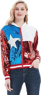 Anna-Kaci Womens Sequin Jacket Bomber Coat 1989 Slitter Outfit For Concert Party