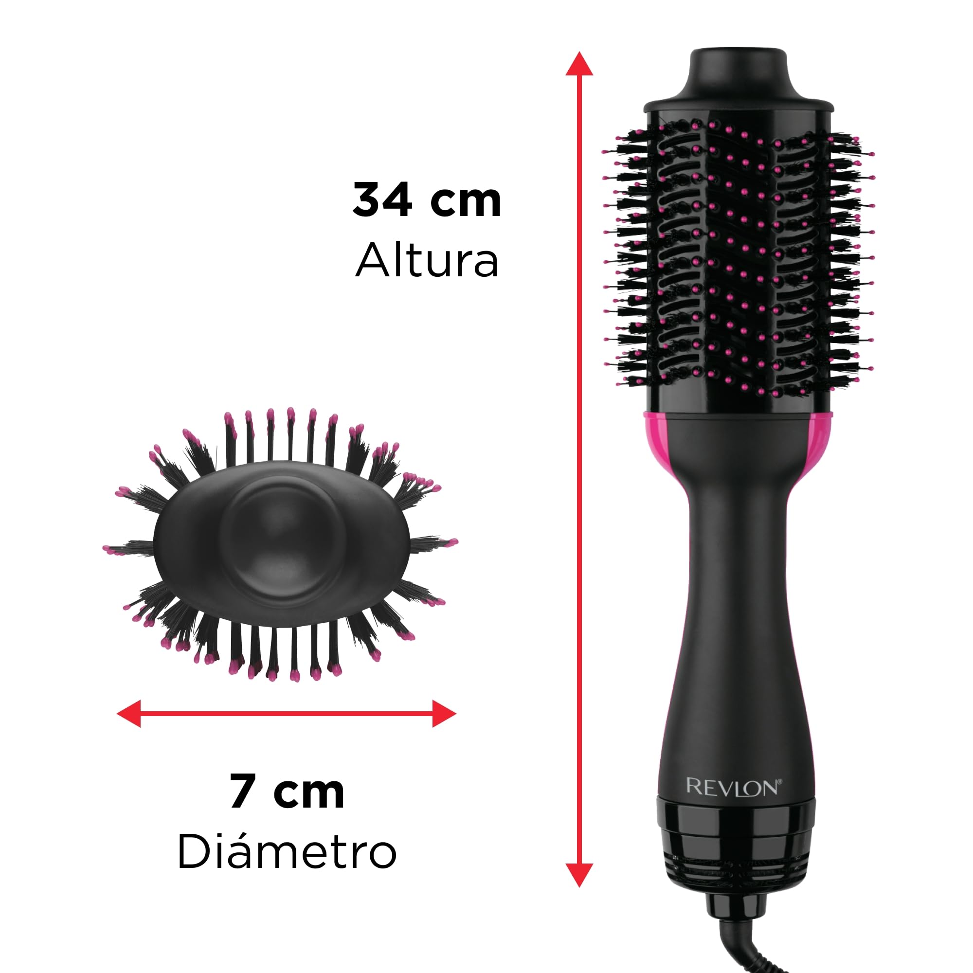 REVLON Salon One-Step Secador y Volumizador 3 Posiciones de Calor 2 Velocidades Revestimiento Cerámico Mango Ergonómico Negro Rosa Original
