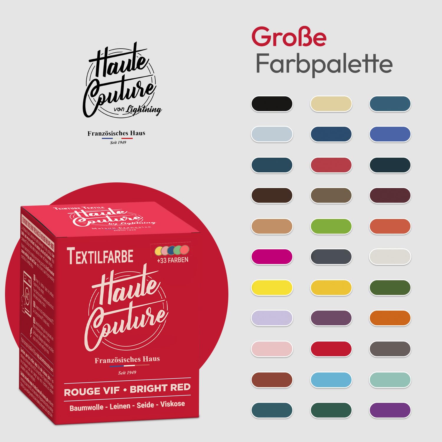 Haute Couture - Rot Textilfarbe - Knallrot - 350g - Alles-in-Einem - Gebrauchsfertig für Kleidung und Stoffe