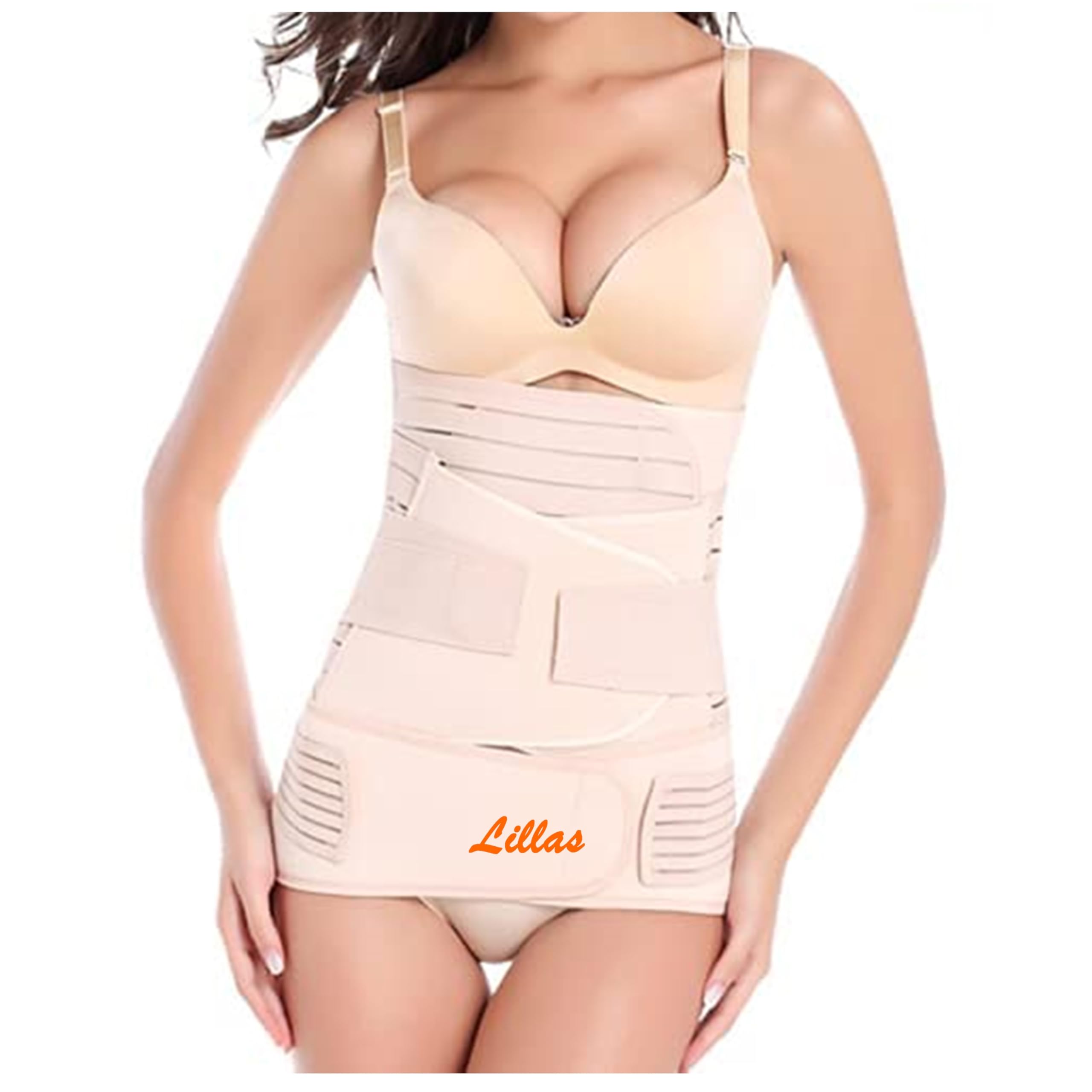 Lillas Postpartum Belly Wrap - Post Pregnancy Belly Band with Five Levels of Targeted Compression for the Perfect Cinch | Regular Fit (Free Size)-image-3