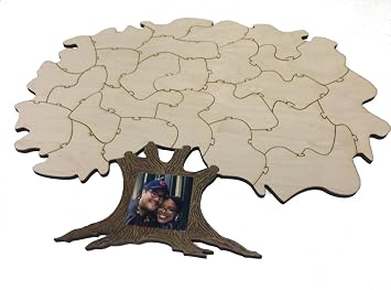 25pc DIY Blank Wooden Tree Puzzle Guest Book Alternative | Add Your Own Personalization